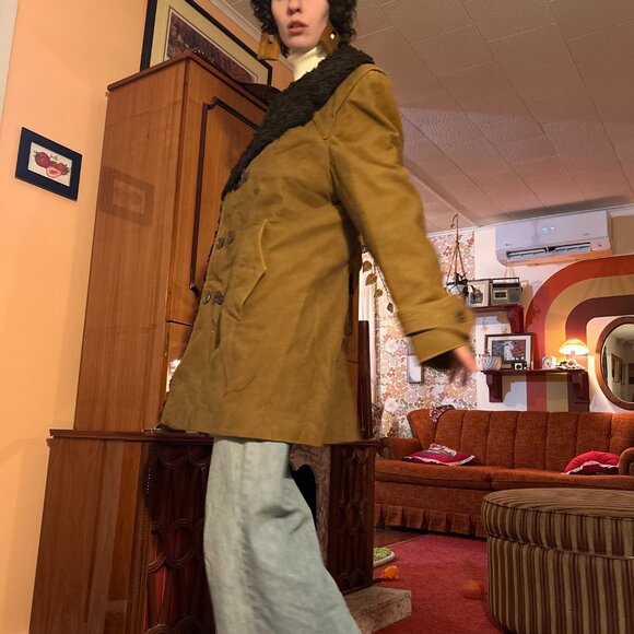 1970s Made in Israel cotton rayon French Tissavel imitation fur double breasted - Picture 8 of 16